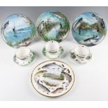 Coalport China Limited edition plates - Gone Fishing series sea fishing 834/5000, coarse fishing