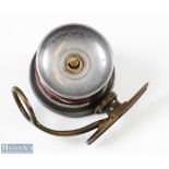 Scarce Malloch 3 3/8" Alloy and Brass Left Hand Wind Side Casting Reel stamped Malloch's Patent with