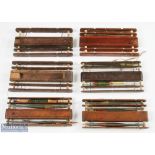 6x Wooden Line Winders all with central compartments, assorted conditions