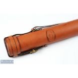Hardy Alnwick solid leather rod tube, internal 38" dia 2.5", cap lined with sheepskin and adjustable