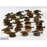 Danbury Mint the Anglers Show Case Resin Fish Figures a mixture of fish figures with a couple of