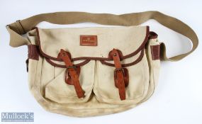 Hardy Alnwick large canvas and leather Shoulder Bag - 17" x 11" x 4" approx., 2 internal and 2