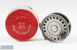 Hardy Bros St John 3 7/8" light salmon/trout alloy fly reel with brass ribbed bullet foot, rim