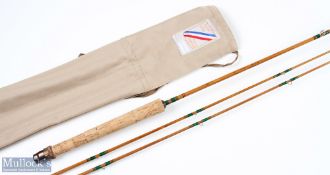 A fine Pezon et Michel Parabolic Supreme Normale Split Cane Fly Rod No 82308, 8ft 2pc line 4/5#,