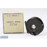 Hardy Bros Uniqua 3 1/8" alloy trout fly reel with brass ribbed foot, quick release latch, black