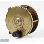 Jeffery & Son Maker Plymouth 3" Brass Fly Reel with black handle, makers marks to face place with