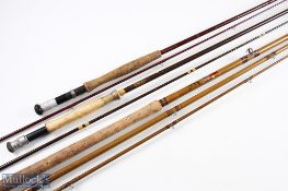 Milbro Made in Scotland glass Salmon Rod, 12ft 3pc, 29" handle with down locking alloy reel seat,
