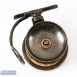 Malloch Perth 3 3/8" Side Casting Reel with all bronze finish, stamped Malloch's Patent with dark