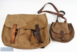 Canvas and leather large Shoulder Bag unnamed 15" x 11", adjustable leather strap to inverse main