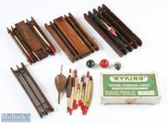 Selection of Line Winders and Floats including 4 line winders with 2 having central compartments