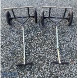 2x Boss Fishing Trolleys, square steel tube construction with inflatable valve tyres, in used