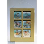c1900 6x Magic Lantern Fish & Sea Creatures Glass Slides, mounted on card, these look great over a