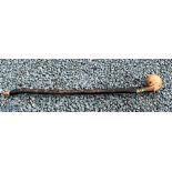 Carved Walking Stick - with rounded ball handle, #92cm long, decorated with a red squirrel image