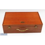 A Richard Wheatley Solid Teak Fly Tyers Case - 20" x 12" x 6" approx. with partitioned base and