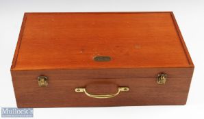 A Richard Wheatley Solid Teak Fly Tyers Case - 20" x 12" x 6" approx. with partitioned base and