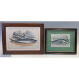 c1850 2 Fishing Framed Engravings, fish you catch J by Stewart Twaite, Shad Herrings, Pilchard