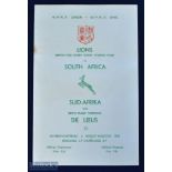 Scarce 1962 British and Irish Lions 3rd Test Rugby Programme: The third test at Newlands, Cape Town,