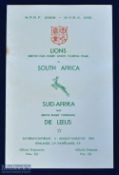 Scarce 1962 British and Irish Lions 3rd Test Rugby Programme: The third test at Newlands, Cape Town,