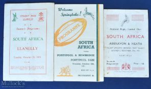 1951-2 S Africa in Wales Rugby Programmes (3): From the games with Pontypool & Newbridge, Llanelli