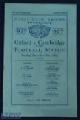 Scarce 1927 Varsity Match Rugby Programme: 22-14 Cambridge triumph, standard format, many caps.