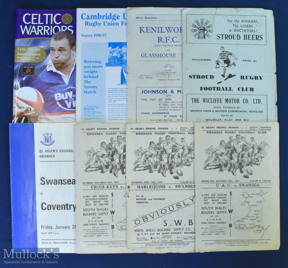 1947 on Mostly Vintage Club Rugby Programmes (8): In mixed conditions but generally good, Swansea