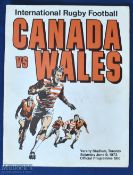 1973 Canada v Wales Signed Rugby Programme: Famously bold cover on this large-format issue for the
