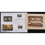 1929/30 Fulham b&w team postcard (Burwoods) with print of 1930 team in away kit; 1922/23 Fulham team