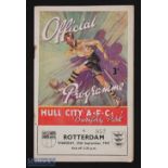 1947-48 Hull City v Rotterdam Football Programme, 25th September 1947, with some slight staple