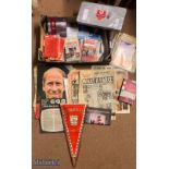 1960-1970 Arsenal, Manchester United Newcastle Lucky dip, of Programmes, rosettes, newspaper scraps,