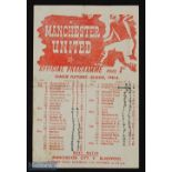 1945/46 War League North Manchester Utd v Everton programme, single sheet, 6th October 1945 at Maine