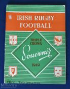 Scarce 1949 Irish Rugby Triple Crown Souvenir: Sought- after 92pp illustrated brochure with