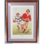 Signed Framed Gareth Edwards Coloured Painting: Splendid dual image in Welsh and in Baabaas kit of