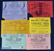 1934-1963 Scottish Rugby Ticket Selection (6): Scarce included, with bold card stand tickets for