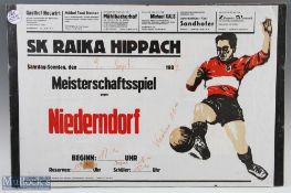 1984 Austrian Football match Poster Meisterschaftsspiel gegen Niederndof under a clip frame. The