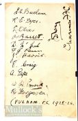 1925/26 Fulham postcard, players named, plus (and separate), 1925/26 Fulham players autographs