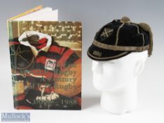 1896 Eastern Province (SA) Rugby Cap and 1988 Book (2): Wonderful duo. Navy velvet panelled