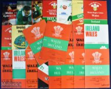 1955-99 Wales & Ireland Rugby programmes (25): Half the issues from Cardiff or Dublin (Wembley 1999)