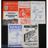 1951/52 Manchester Utd Championship season away match programmes v Arsenal, Blackpool, Burnley,