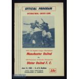 1952 Tour of USA/Canada; Ulster United v Manchester Utd 8 page match programme 12 June 1952 at