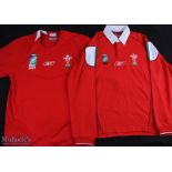 RWC 2003 & 2007 Wales Replica Red Jerseys (2): Both by Reebok, fully logoed WRU and IRB RWC Medium
