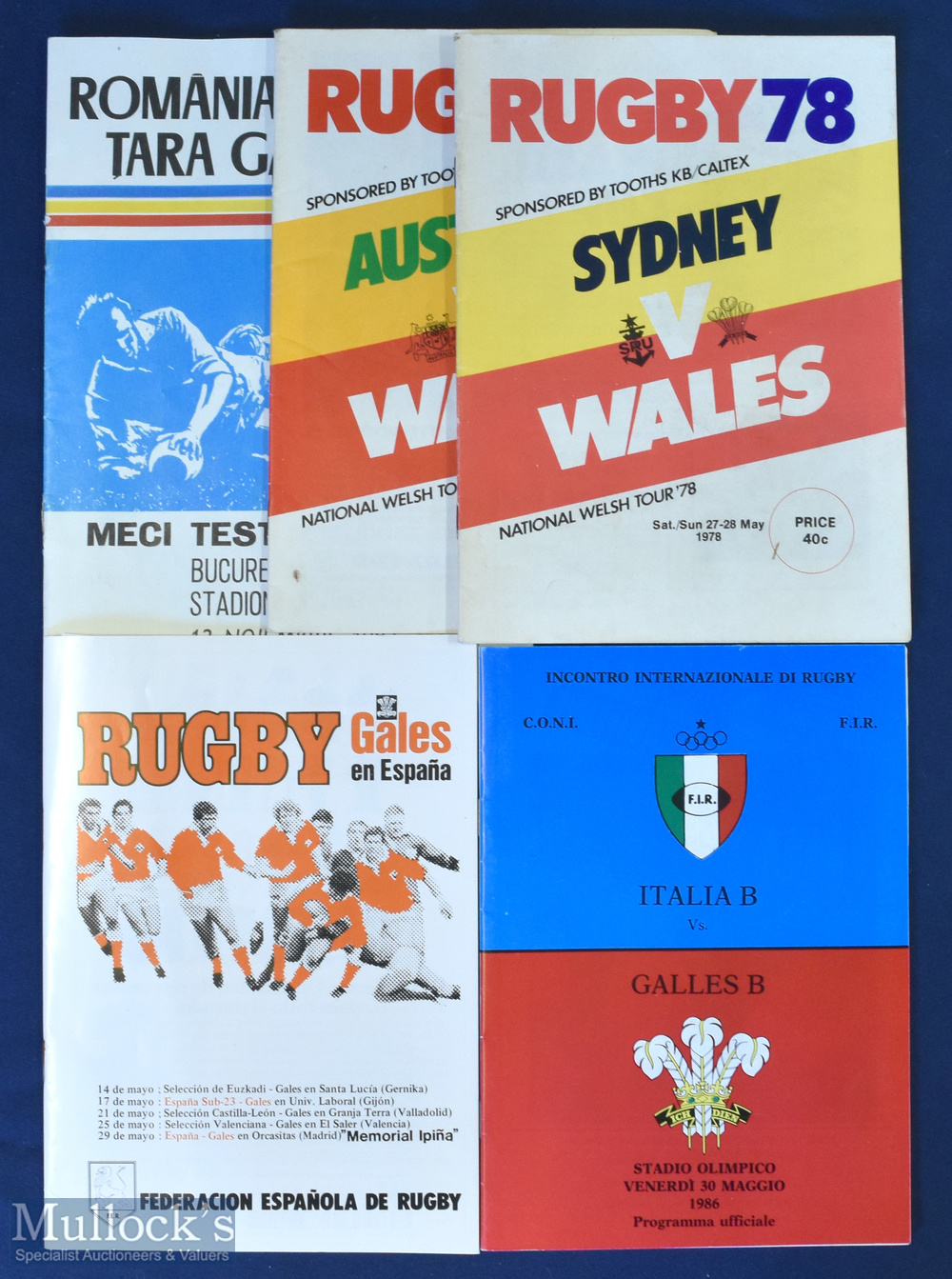 Wales Abroad Rugby Programmes Programmes (5): Some harder-to-find issues here, to inc 1978 Sydney