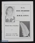 Rare 1970 N West Cape v All Blacks Rugby Programme: Very hard to obtain, slim neat simple edition