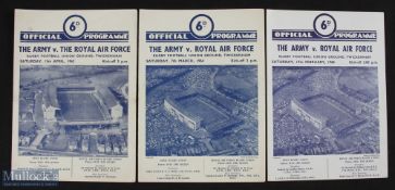 1963 to 1968 Army v RAF Rugby Programmes (3): The Twickenham 4pp card issues for these Services