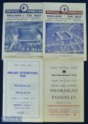 England Rugby Trials Programmes 1954, 1960, 1963 (4): Twickenham 4pp cards for the final trials of