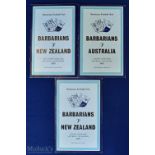1973-78 Barbarians v Tourists Rugby Programmes (3): The classic Baabaas issues, v New Zealand, 'that