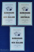 1973-78 Barbarians v Tourists Rugby Programmes (3): The classic Baabaas issues, v New Zealand, 'that