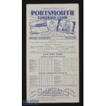 1948-49 Portsmouth V Danish National XI Football Programme, 21st September 1949