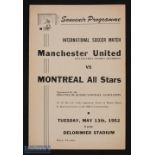 1952 Tour of USA/Canada; Montreal All Stars v Manchester Utd 12 page match programme, played in