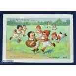 Rare French Rugby “Au Bon Marche” card: 'Les Grand Championnats', very rare card of babies playing