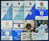 1953-1997 England v France Rugby Programmes (8): Home editions from 1953, 1965, 1969, 1983, 1985,